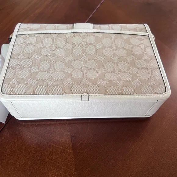 Coach Lonnie Tan and White Crossbody Bag with Signature Canvas NWT - Picture 7 of 9